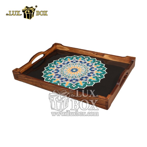 سینی چوبی سنتی مستطیل طرح  شمسه لوکس باکس با کد LB552