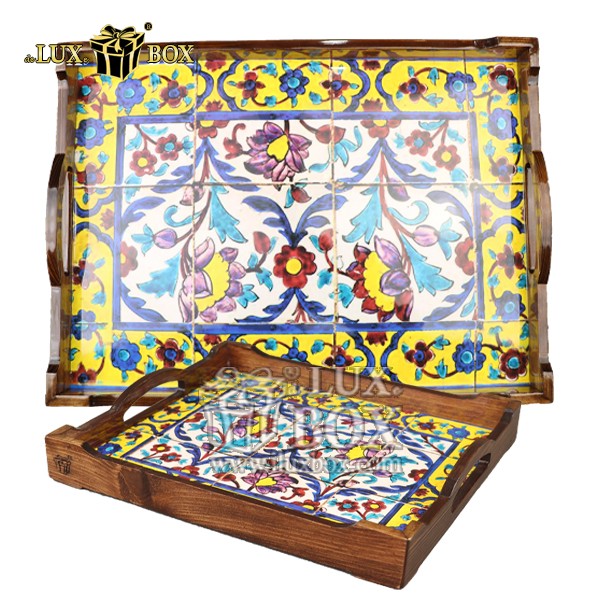 ست سینی پذیرایی چوبی 2عددی طرح چاپی لوکس باکس LBS551