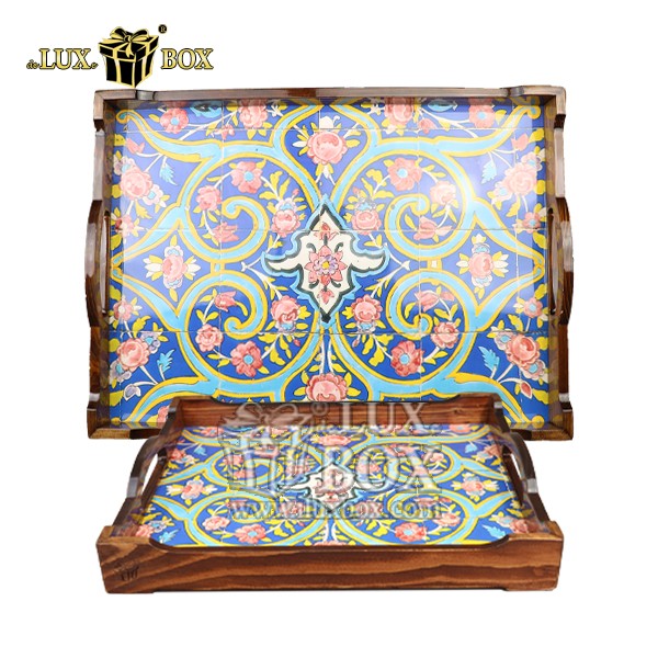 ست سینی پذیرایی چوبی 2عددی طرح چاپی لوکس باکس LBS555