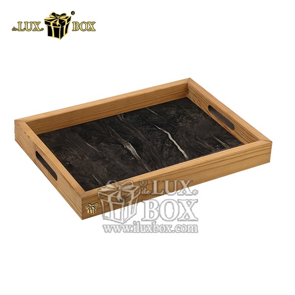 سینی پذیرایی چوبی طرح ماربل لوکس باکس کد LB560